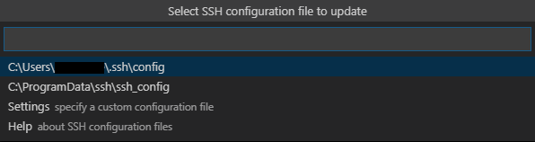 Select SSH Configuration File